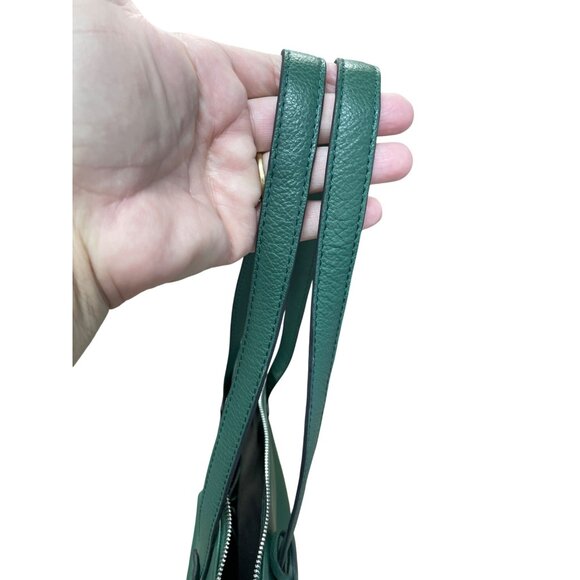 Tahari Womans Green Pebbled Leather Tote HandBag Silver Charm SKU 9355 - Picture 4 of 16